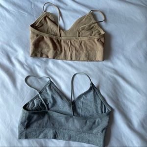 Grey and khaki crop tops / bralette tops